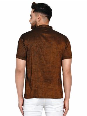 brown solid short kurta - 17332950 - Standard Image - 3