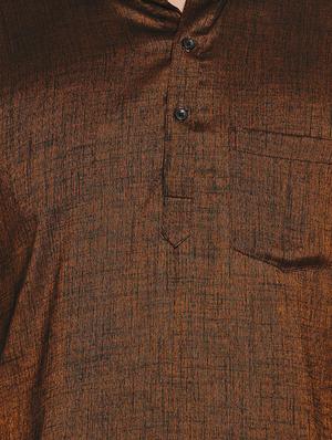 brown solid short kurta - 17332950 - Standard Image - 5