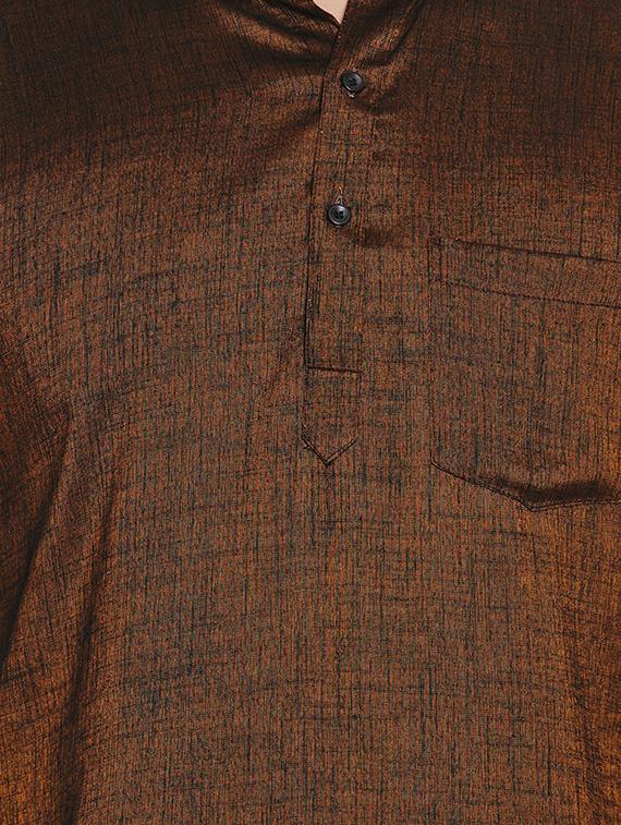 brown solid short kurta - 17332950 - Zoom Image - 5