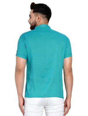 green solid short kurta - 17332951 - Standard Image - 3