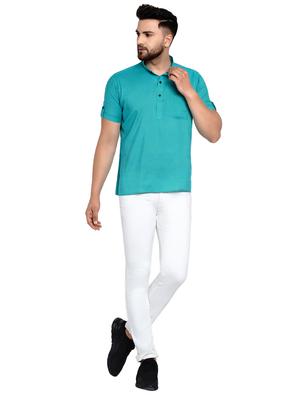 green solid short kurta - 17332951 - Standard Image - 4