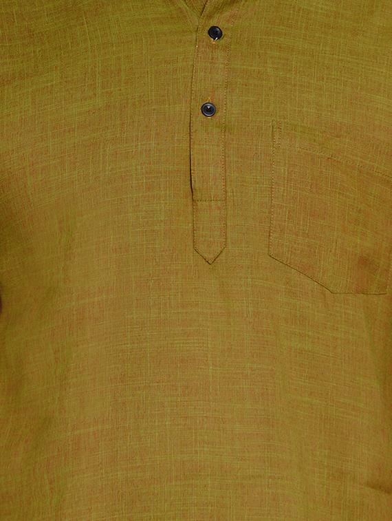 olive green solid short kurta - 17332952 - Zoom Image - 5