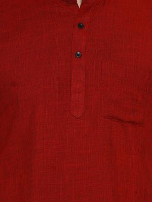 maroon solid short kurta - 17332953 - Standard Image - 5