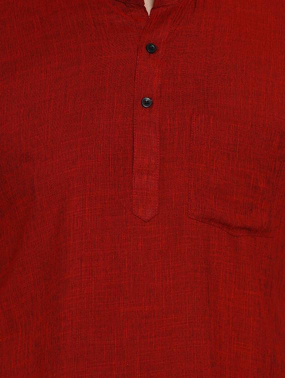 maroon solid short kurta - 17332953 - Zoom Image - 5