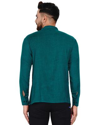 green solid short kurta - 17332955 - Standard Image - 3