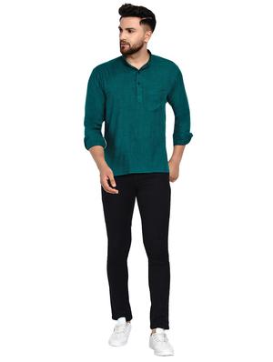 green solid short kurta - 17332955 - Standard Image - 4