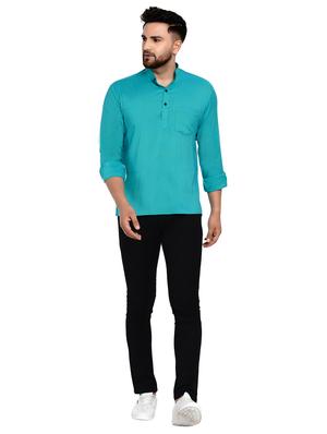 green solid short kurta - 17332956 - Standard Image - 4