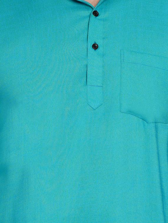 green solid short kurta - 17332956 - Zoom Image - 5