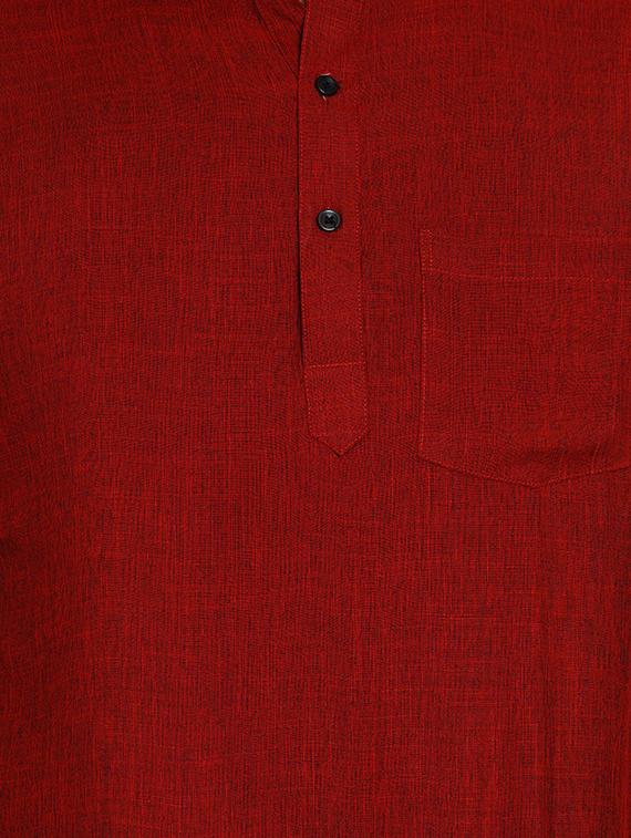 maroon solid short kurta - 17332961 - Zoom Image - 5