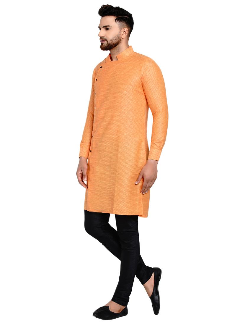 orange checkered long kurta - 17332962 - Zoom Image - 2