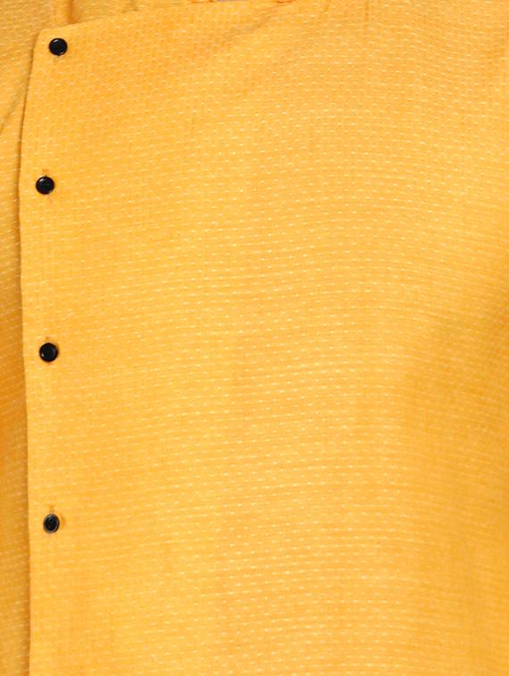 yellow self design long kurta - 17332966 - Zoom Image - 4