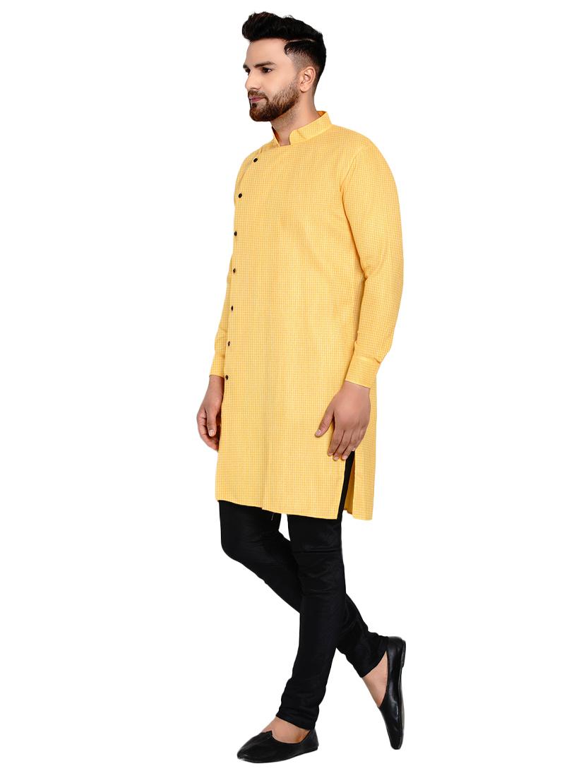 yellow self design long kurta - 17332971 - Zoom Image - 2