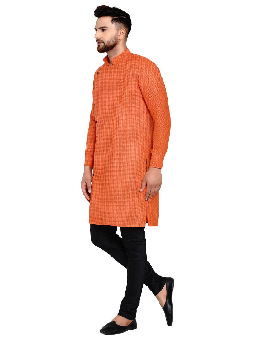 orange self design long kurta - 17332973 - Zoom Image - 2