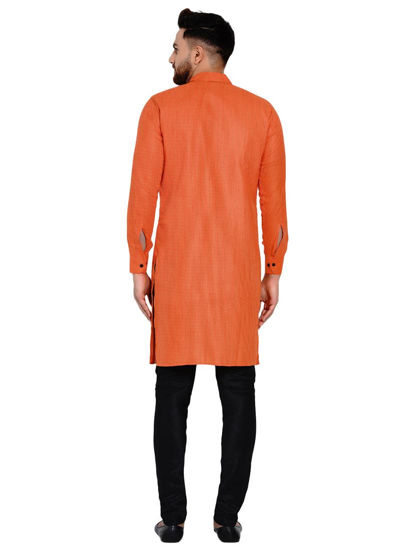 orange self design long kurta - 17332973 - Zoom Image - 3