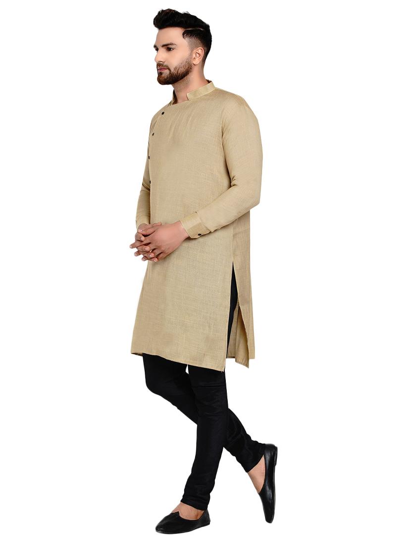 beige solid long kurta - 17332975 - Zoom Image - 2