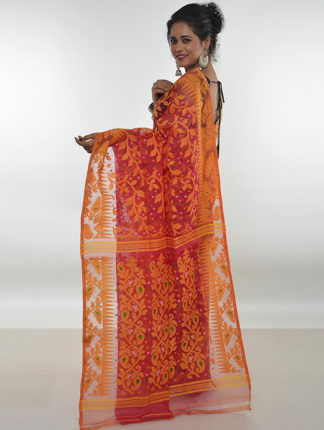 self design jamdani saree - 17332989 - Zoom Image - 2