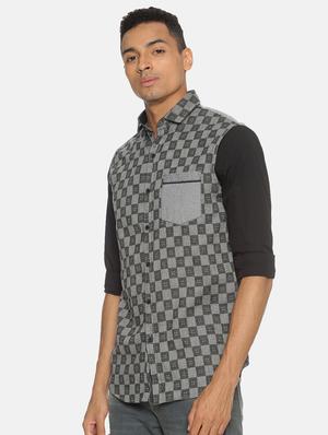 grey checkered casual shirt - 17332990 - Standard Image - 2