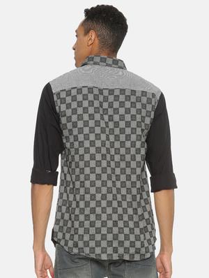 grey checkered casual shirt - 17332990 - Standard Image - 3