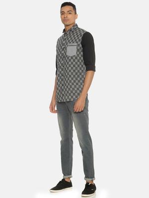 grey checkered casual shirt - 17332990 - Standard Image - 4