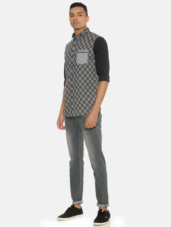 grey checkered casual shirt - 17332990 - Zoom Image - 4