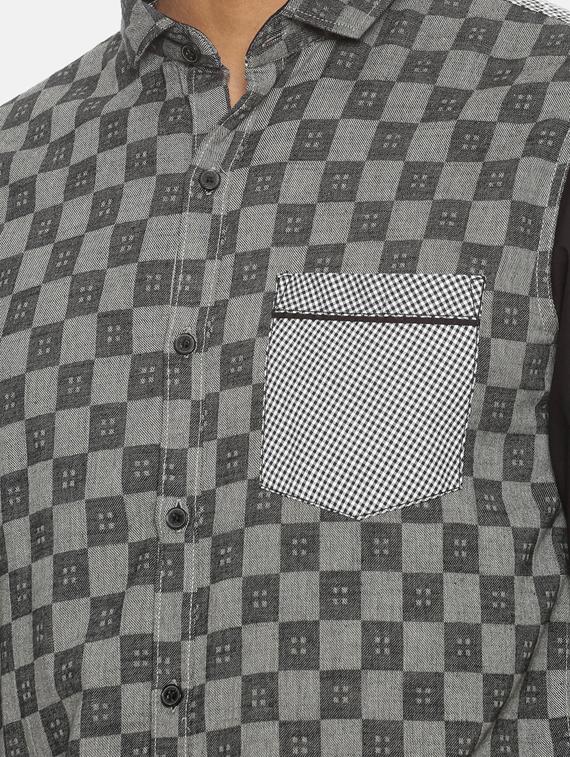 grey checkered casual shirt - 17332990 - Zoom Image - 5