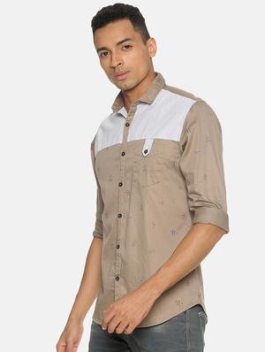 beige printed casual shirt - 17332992 - Standard Image - 2