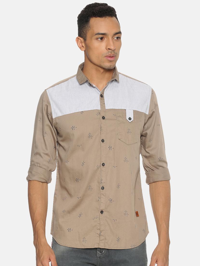 beige printed casual shirt - 17332992 - Zoom Image - 1