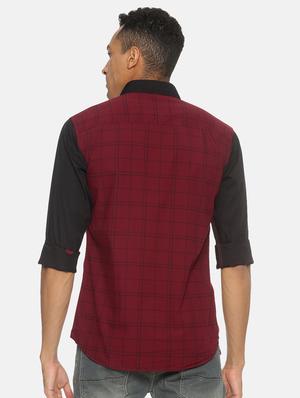 maroon checkered casual shirt - 17333005 - Standard Image - 3