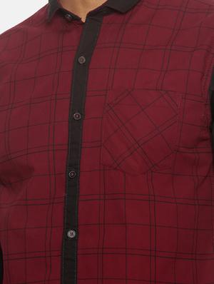 maroon checkered casual shirt - 17333005 - Standard Image - 5