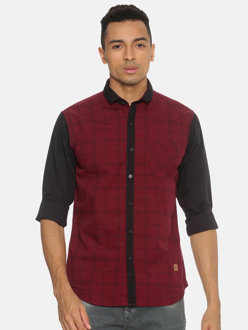 maroon checkered casual shirt - 17333005 - Zoom Image - 1
