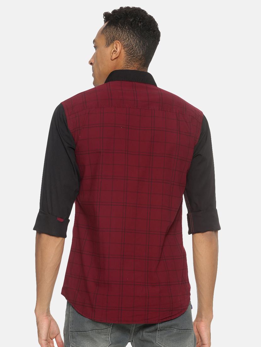 maroon checkered casual shirt - 17333005 - Zoom Image - 3