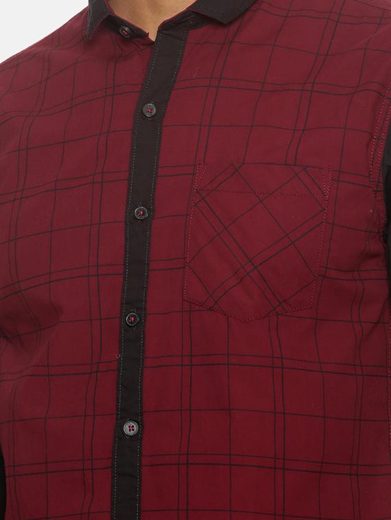 maroon checkered casual shirt - 17333005 - Zoom Image - 5