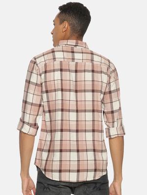 beige checkered casual shirt - 17333008 - Standard Image - 3