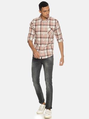 beige checkered casual shirt - 17333008 - Standard Image - 4