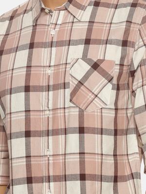 beige checkered casual shirt - 17333008 - Standard Image - 5