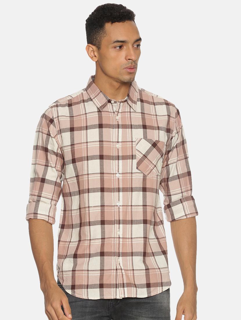 beige checkered casual shirt - 17333008 - Zoom Image - 1