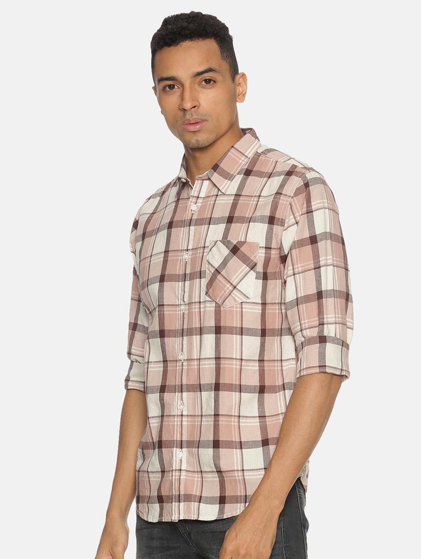 beige checkered casual shirt - 17333008 - Zoom Image - 2