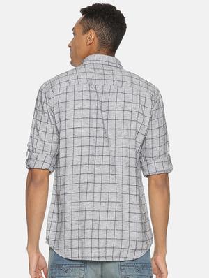 grey checkered casual shirt - 17333010 - Standard Image - 3