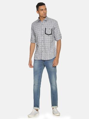 grey checkered casual shirt - 17333010 - Standard Image - 4