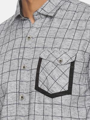 grey checkered casual shirt - 17333010 - Standard Image - 5