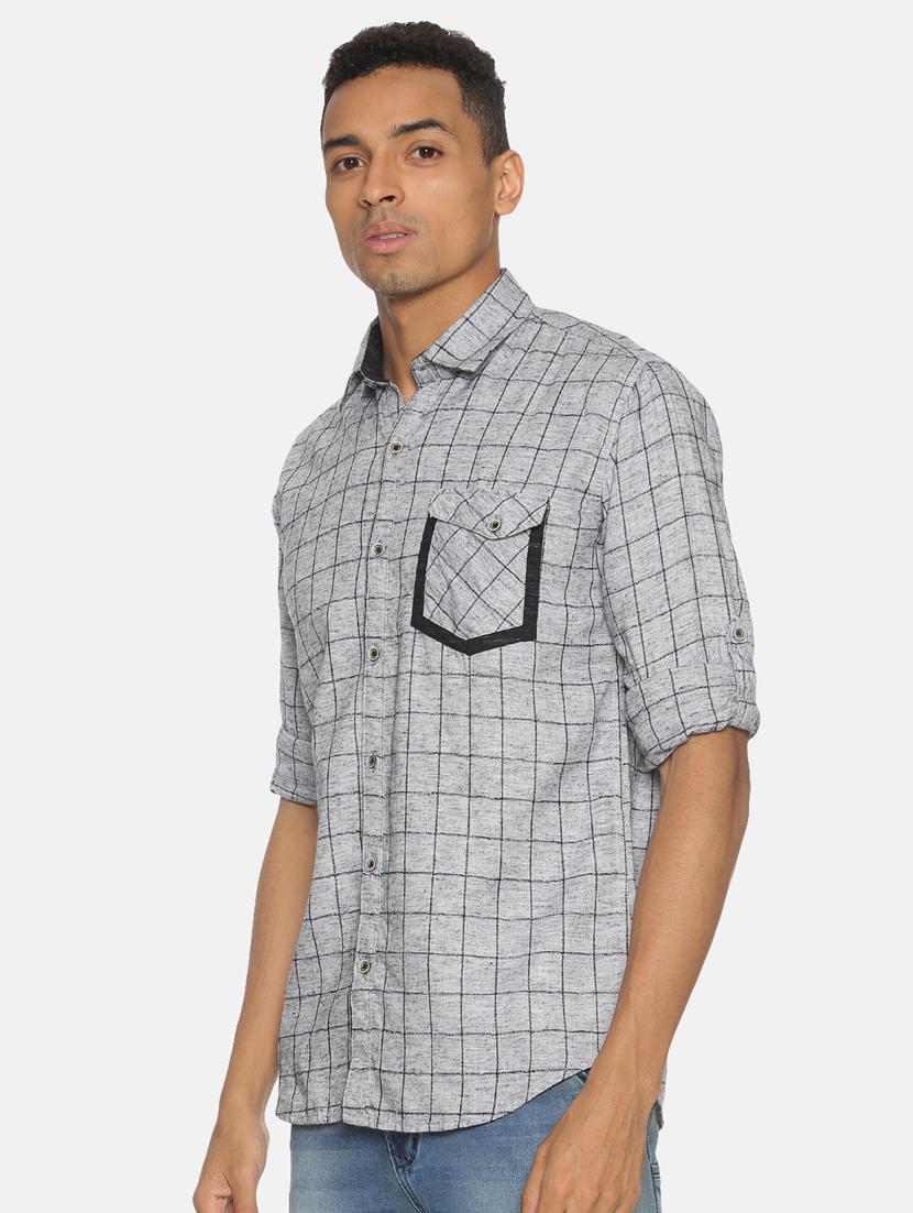 grey checkered casual shirt - 17333010 - Zoom Image - 2