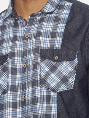 blue checkered casual shirt - 17333019 - Standard Image - 5