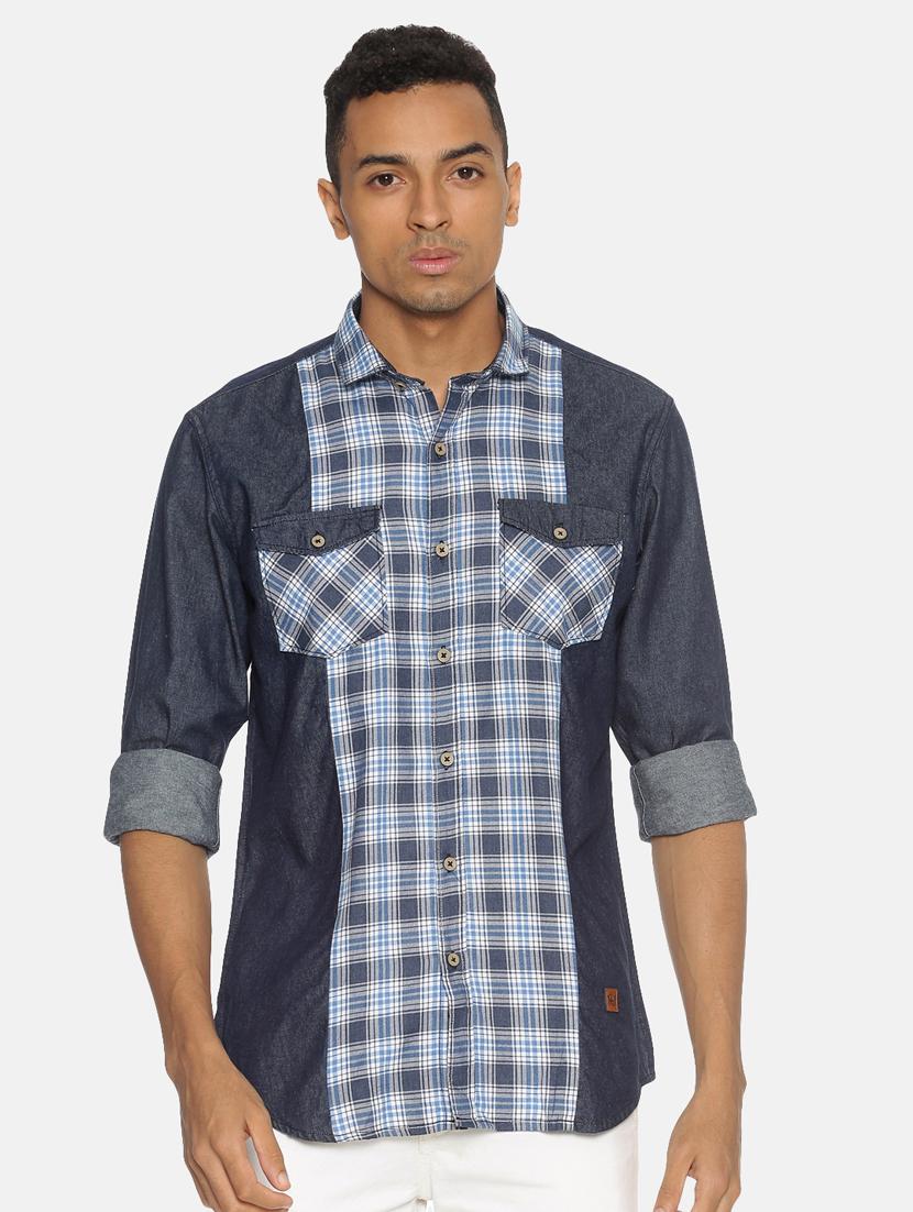 blue checkered casual shirt - 17333019 - Zoom Image - 1