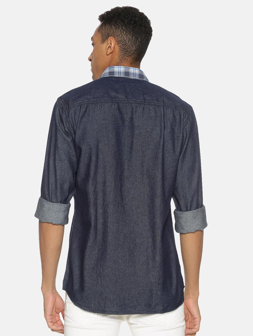 blue checkered casual shirt - 17333019 - Zoom Image - 3