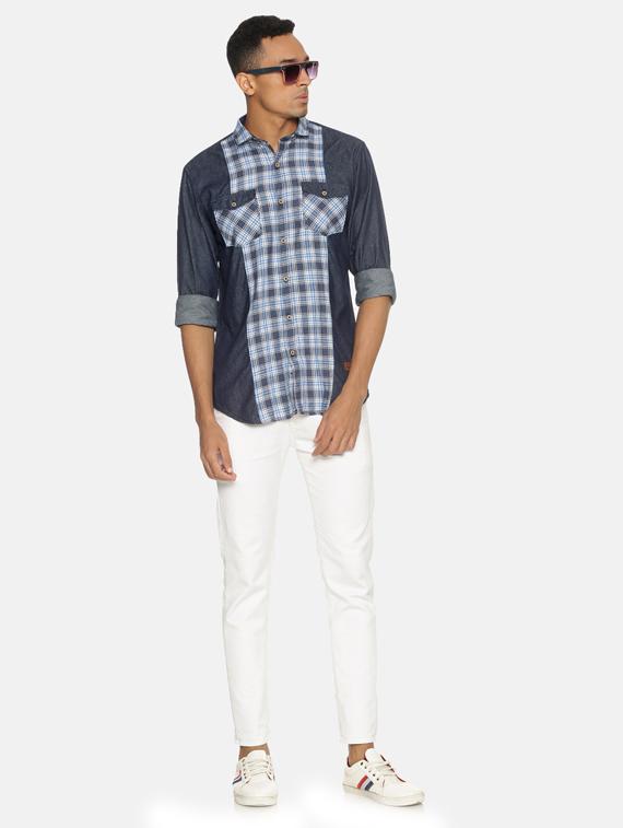 blue checkered casual shirt - 17333019 - Zoom Image - 4