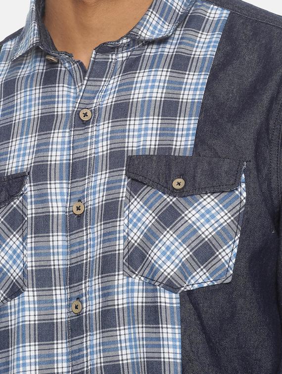 blue checkered casual shirt - 17333019 - Zoom Image - 5