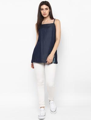 square neck denim straight top - 17333035 - Standard Image - 4
