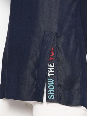 square neck denim straight top - 17333035 - Standard Image - 5