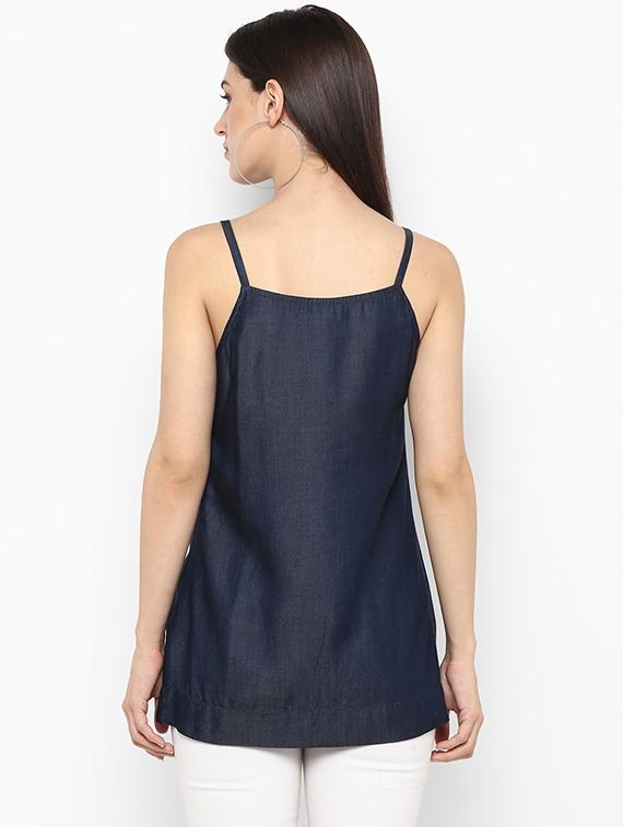 square neck denim straight top - 17333035 - Zoom Image - 3
