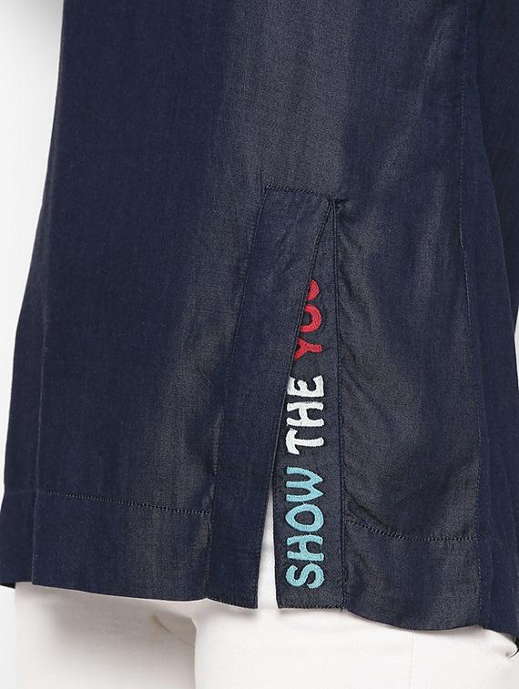 square neck denim straight top - 17333035 - Zoom Image - 5
